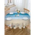 thumbnail image 5 of Summer Beaches Round Tablecloth 54 inches Oceans Shells Starfish Conch Coastal Landscape Waterproof Oil-Proof Table Cloth Round Table Cover for Holiday Party Picnic Dinner Decor Indoor Outdoor Use, 5 of 9