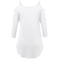 thumbnail image 3 of Made by Johnny Women's 3/4 Sleeve Hollowed Out Shoulder Top S WHITE, 3 of 6