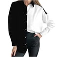 thumbnail image 1 of Women`s Loose Retro Nice Reverse Long Sleeve Polyester,Spandex Blouse(Black,XXL), 1 of 4