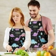 thumbnail image 5 of Black Cartoon Dinosaurs Eggs Stars Pattern Apron-Garden Aprons for Women with Pockets-Cotton Linen Waterproof Kitchen Cooking Gardening Aprons Adjustable for Kitchen,Cooking,BBQ and Salon 33x27 Inch, 5 of 7