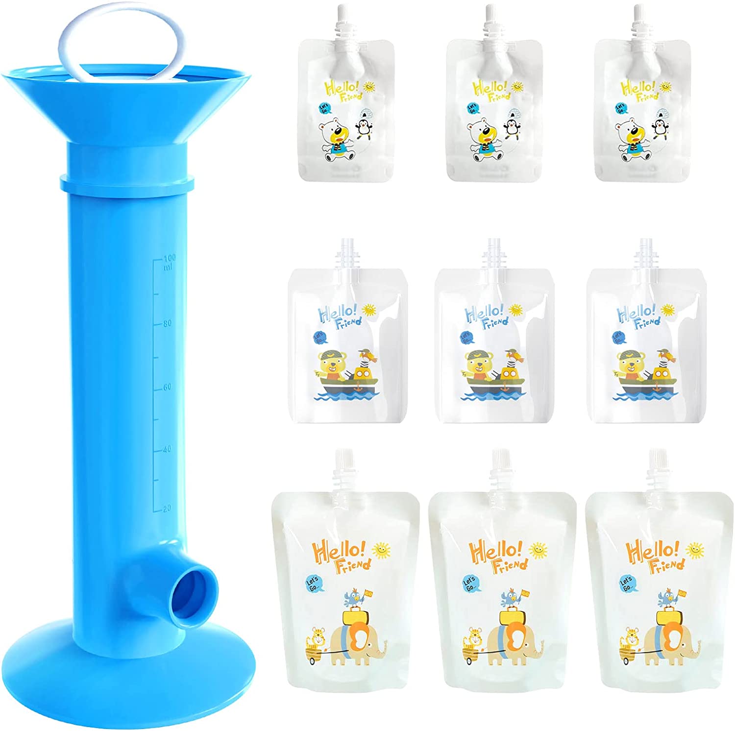 Chainplus Baby Food Pouch Filler Set, Fruit Puree Pouch Filling Station, Squeeze Station Baby Food Pouch Maker, Safe and Portable, for Babies and Toddlers, 9 Pouches for Free (Blue) - image 1 of 7