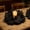 Black, variant on Assorted Artificial Pumpkin Maple Leaf Candle Ring Wreath, Mini Tabletop Centerpiece Decor for Halloween and Thanksgiving Holiday Home Decoration
