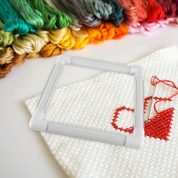 FELTECHELECTR Frame for Embroidery Cross Stitch Frame White Plastic 1Pcs