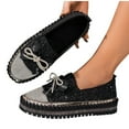 thumbnail image 6 of Black Bow-Knot Sparkling Flat Shoes For Women With Rhinestone And Thick-Soled Design Sequined For A Stylish And Comfortable Fit, 6 of 8