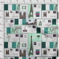 thumbnail image 4 of oneOone Cotton Cambric Dark Teal Green Fabric Paris Postcard Craft Projects Decor Fabric Printed By The Yard 42 Inch Wide, 4 of 6
