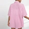 thumbnail image 4 of YLOMAY Womens Summer 2 Piece Outfits Lapel Short Sleeved Button Shirt Mid Waisted Shorts Outfits Stripe Casual Loose Fit Set Lady Party Leisure Suit, 4 of 6