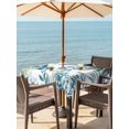 thumbnail image 2 of Outdoor Tablecloth with Umbrella Hole and Zipper, Navy Blue Leaves Square Table Cloth 54x54 Inch Waterproof Tablecloth, Summer Botanical Farmhouse Watercolor Leaf Picnic Table Cover for Patio Camping, 2 of 7
