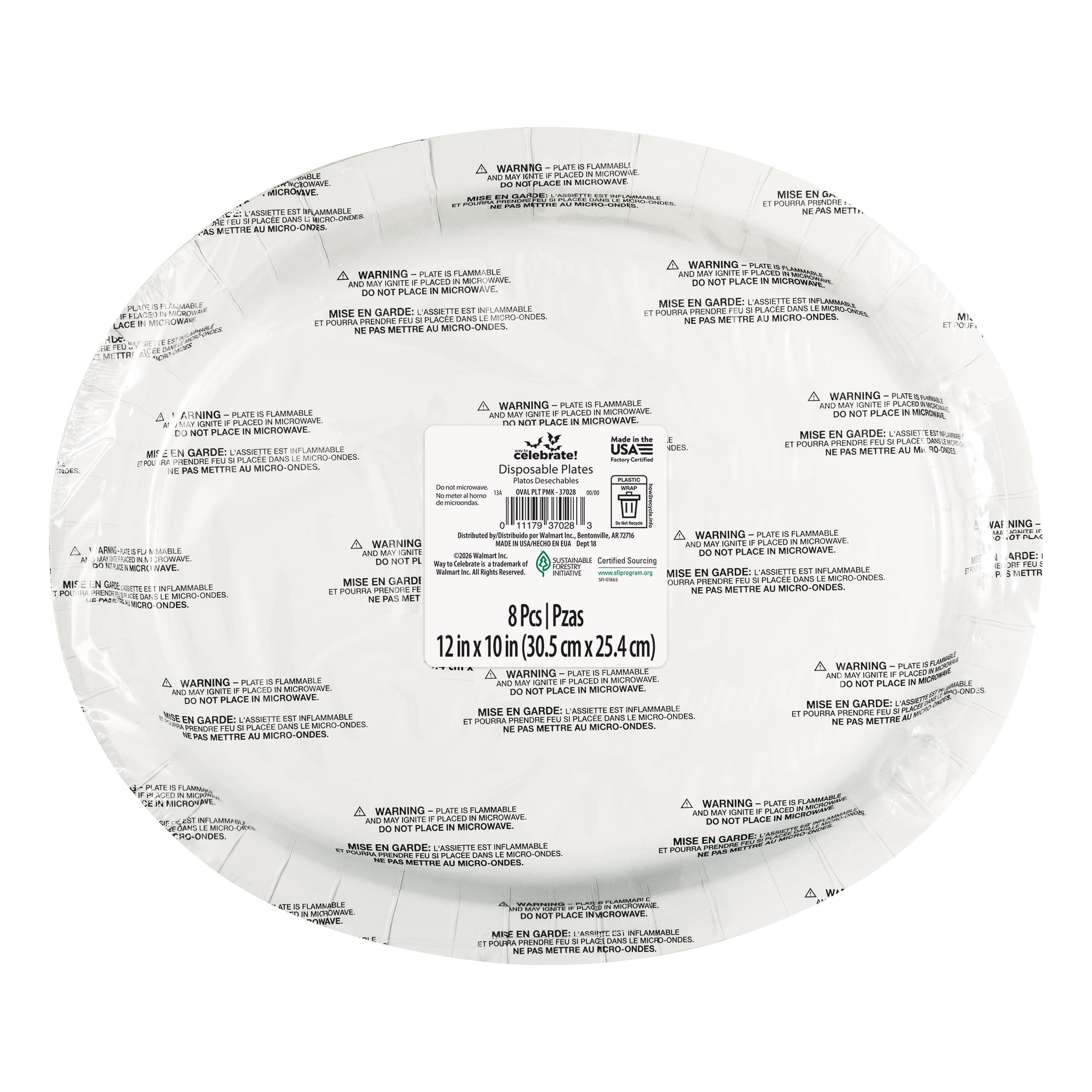 8 Count12 x 10IN Smiling Pumpkin Oval Plate by Way to Celebrate