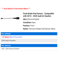 thumbnail image 2 of Front Brake Pad Sensor - Compatible with 2015 - 2020 Audi A3 Quattro - Centric, 2 of 2