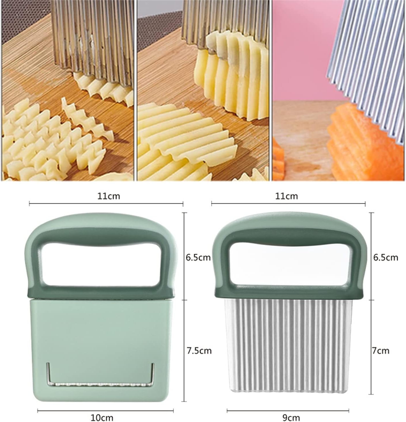 Couteau Ondulé Coupe-légumes - Pour Pommes De Terre, Salades, Carottes - Lame Inox, Manche Plastique