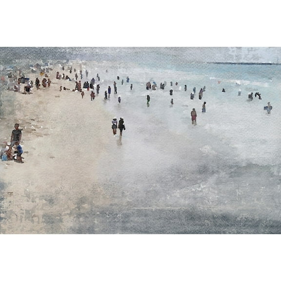 "Cool Day on the Beach" Painting Print on Wrapped Canvas