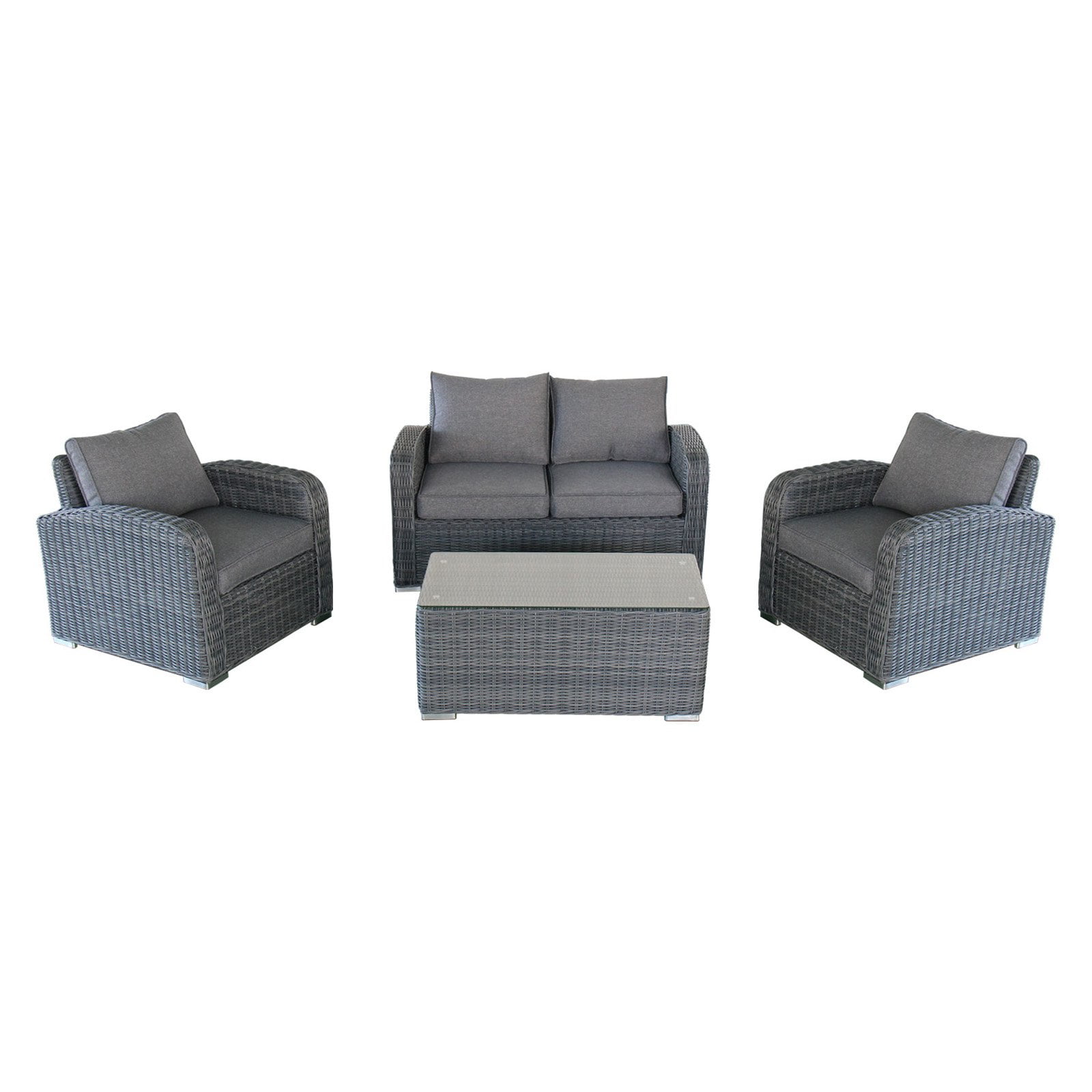 Magari Outdoor Furniture Complete 4 Piece Wicker Set Black Walmart Com Walmart Com