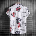 thumbnail image 2 of Camisas Para Hombre Manga Larga Camisa de manga corta con cuello vuelto y estampado suelto informal de Hawaii para hombre (Grey, M), 2 of 7