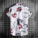 thumbnail image 2 of Camisas Para Hombre Manga Larga Camisa de manga corta con cuello vuelto y estampado suelto informal de Hawaii para hombre (Grey, XXL), 2 of 7