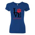 thumbnail image 2 of Wild Bobby, Love My Dog Stole My Heart Red Pawprints Pop Culture Womens Slim Fit Junior Tee, Royal, X-Large, 2 of 3
