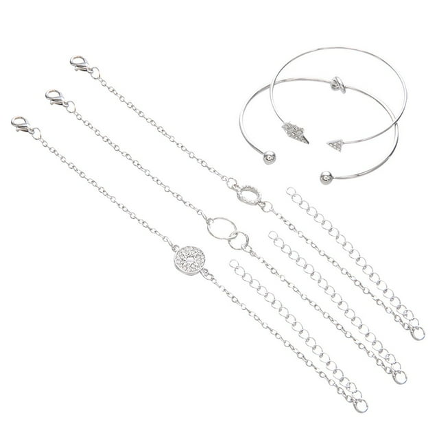 Bracelet Chaîne Géométrique Ouvert Noué Rond pour Femmes, Collier en Acier Inoxydable Opale, Boucles d'Oreilles Perles, Bijoux pour Filles, Extra Grand