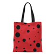 thumbnail image 1 of JSDART Canvas Tote Bag Abstract Red Circle Round Lady Bird Creative Endless Pattern Durable Reusable Shopping Shoulder Grocery Bag, 1 of 1