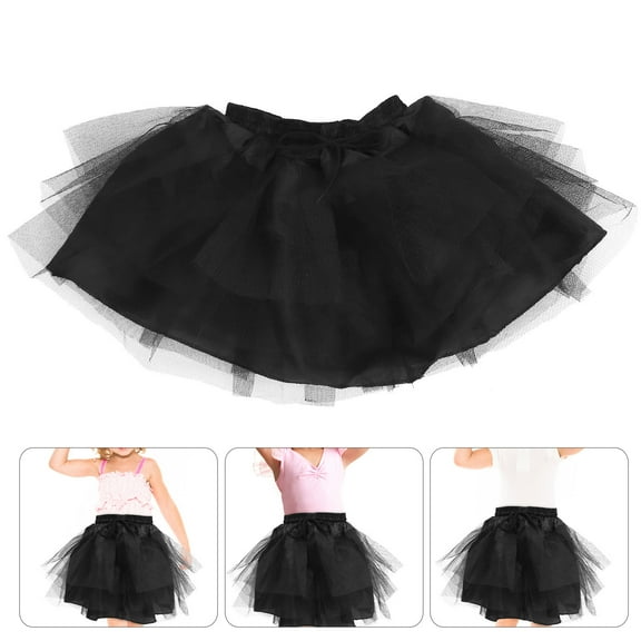 KONTONTY 1Pc Black Short Hoopless Petticoat with Elastic Waistband for Dress Support and Volume