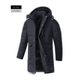 thumbnail image 6 of Donemore Men's Long Thick Jacket with Detachable Windproof Hood Winter Warm Fleece-Lined Coat, 6 of 7