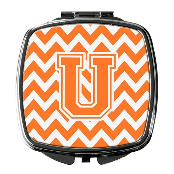 Letter U Chevron Orange and White Compact Mirror CJ1046-USCM