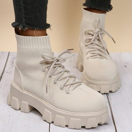 

FZM Women shoes Retro Zipper Thicksoled Breathable Boots Women s Heels Shoes Fashion High Short Women s Boots