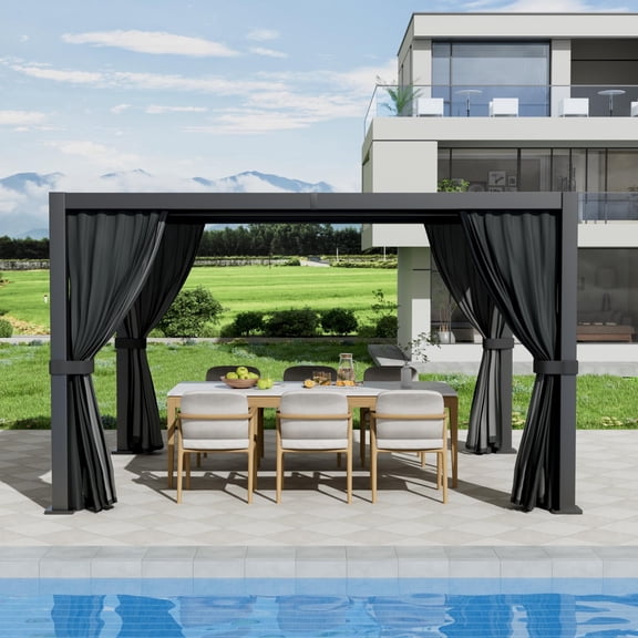 10'×13' Premium Aluminum Louvered Pergola by LVUYOYO, Adjustable Roof Patio Cover with Wind-Resistant Louvers for Deck, Backyard, Garden
