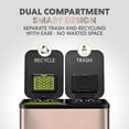 thumbnail image 2 of 60L / 16 Gallon Dual Compartment Kitchen Trash Can - Hands-Free Step Pedal, Soft-Close Lid, Stainless Steel Recycling Bin with Odor Control (30L + 30L), 2 of 3