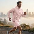 thumbnail image 6 of Mens Tracksuit Casual 2 Piece Waterproof Rain Jacket and Cargo Shorts Set Athletic Jogging Sports Outfits,Pink,3XL, 6 of 10