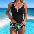 thumbnail image 2 of Fewfanhot Swimsuit for Women 2 Piece Tummy Control Bathing Suit V Neck Tankini Top with High Waisted Bottom, 2 of 8