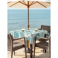 thumbnail image 3 of Outdoor Tablecloth with Umbrella Hole for Patio/Picnic/Party/Camping, Turquoise Coastal Summer Waterproof Table Cloth Square Cover Washable, Coral Shell Starfish Vintage (54"x 54"), 3 of 9