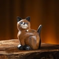 thumbnail image 3 of 2 piezas de madera tallada gato ornamento escritorio estatuilla artesanía fiesta librería oficina, 3 of 6