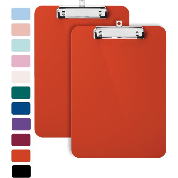 Plastic Clipboard, 12.5" x 9", 2 Pack, Pastel Purple Clipboard Plastic, Metal Clip with Retractable Hanging Hole