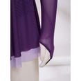 thumbnail image 6 of Zaldita Girls Long Sleeve Color Block Ballet Ice Skating Dress Sheer Mesh Ruffle Hem Dress Ballroom Purple 12, 6 of 7