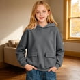 thumbnail image 2 of GobdXE Solid Girls Raglan Long Sleeve Hoodie Pullover Kids Dual Patch Pocket Hooded Sweatshirt Loose Casual Daily Fashion Top, 2 of 4