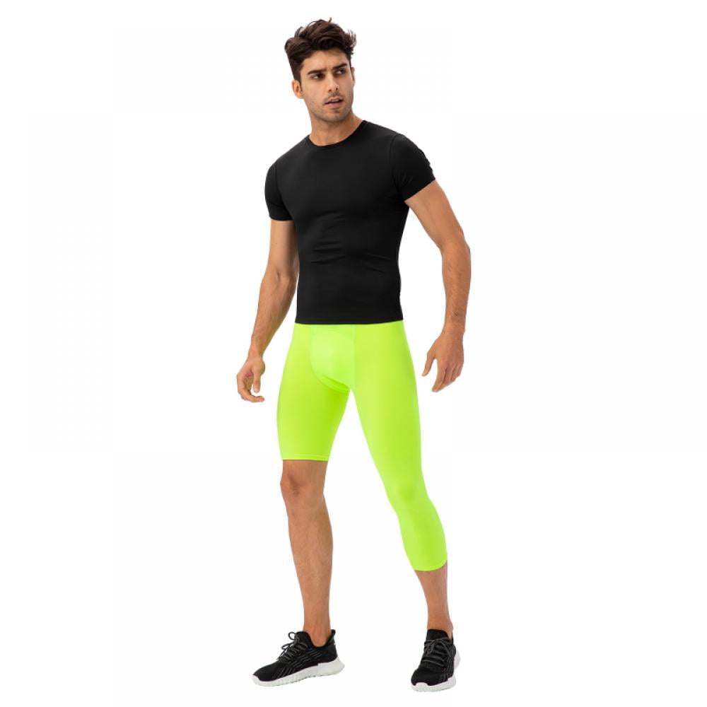 The New Men's Basketball Single Leg Tight Sports Pants 3/4 One Leg  Compression Pants Athletic Base Layer Underwear 