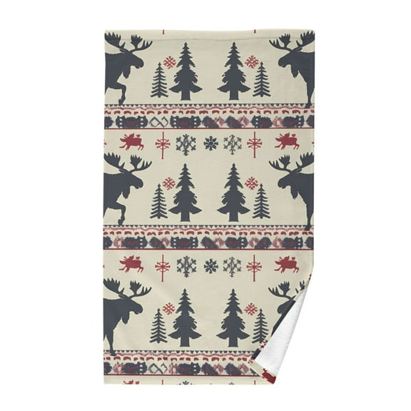 Cotton Bath Towels Soft Face Towel Absorbent Quick Dry Moose Tree Silhouette 16"x28"