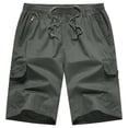 thumbnail image 2 of Cargo Shorts for Men Summer Casual Elastic Waist Straight Leg Loose Fit Knee Length Work Shorts with Pockets, 2 of 8