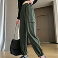 thumbnail image 5 of Ndbuld Womens Cargo Pants with Pockets Spring and Summer Casual Pocket Workwear Pants Casual Long Pants Leggings Great Gifts for Less,S,Army Green, 5 of 7