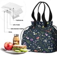 thumbnail image 4 of Pioneer Flower Floral Print Pattern Drawstring Lunch Bag Women - Drawstring Lunch Bag Insulated for Work Office - Stain-Resistant Large Lunchbags for Women with Multi-Pockets, 4 of 6