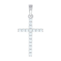 925 Sterling Silver Mens Cubic Zirconia Cross Religious Charm Pendant 39.5x19.3mm Wide Necklace for Men