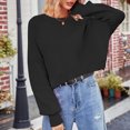 thumbnail image 4 of HAiming Women's Cropped Pullover Sweaters Casual Long Sleeve Crewneck Solid Warm Winter Loose Knitted Tops, 4 of 9