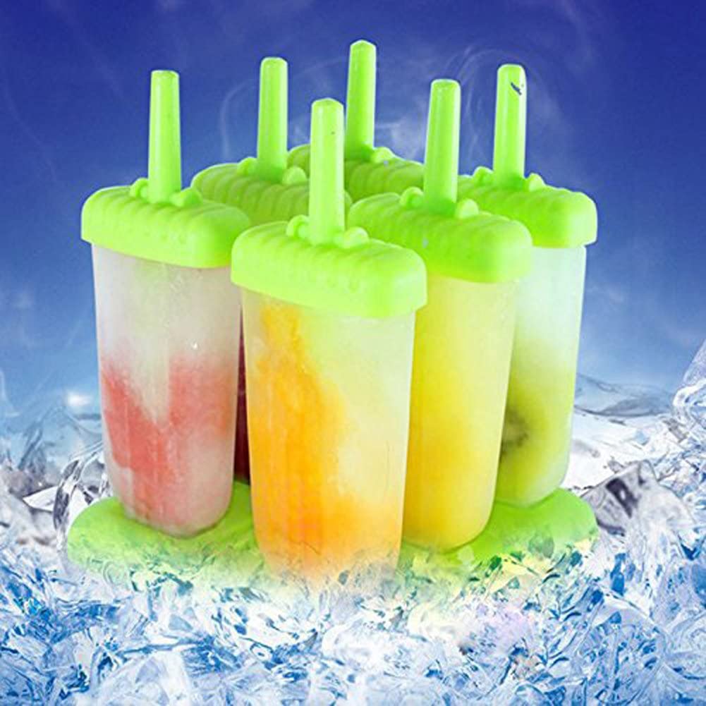 12 Pack Set of 6 Ice Pop Maker Popsicle Molds Ice Pop Molds Green
