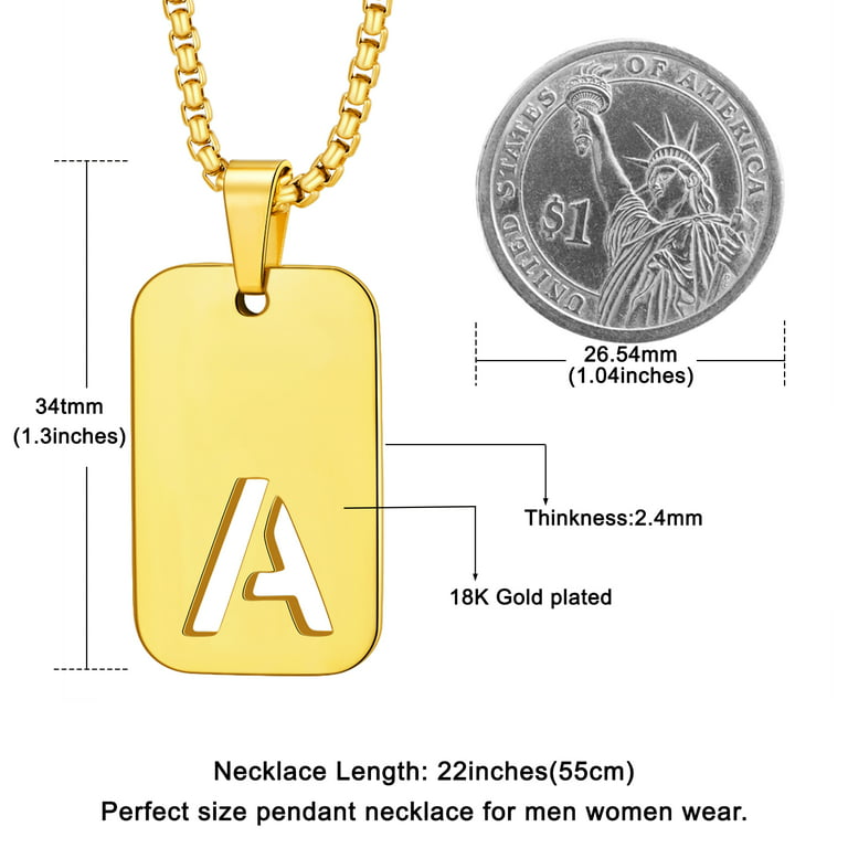Gold Brass Metal Monogram Lock Pendant Necklace - P