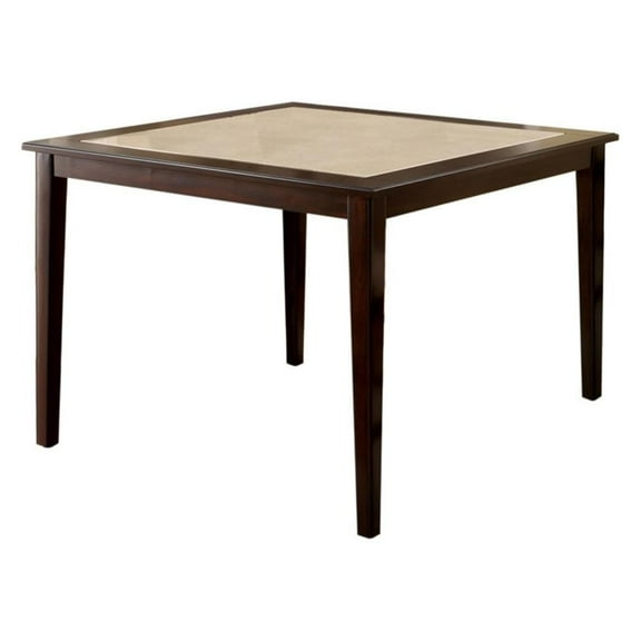 Furniture of America Weese Wood Square Counter Height Table in Dark Walnut