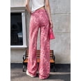thumbnail image 5 of JOLIP Women's High Rise Pink Leopard Print Wide Leg Denim Pants, 4-12, 5 of 7