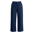 thumbnail image 4 of ITSAME Girls Pants, Cotton Linen High Waist Drawstring Kids Fashion Casual Wide Leg Pants Navy 13-14T, 4 of 6