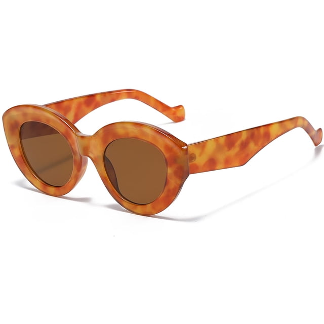 Gafas de sol AIEYEZO Oversized Cat Eye para mujer Orange Leopard