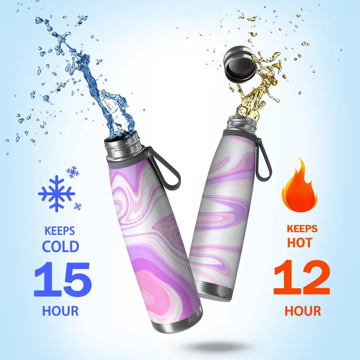 29oz Insulated Water Bottle with Tea Infuser, Stainless Steel Travel Mug, Liquid & Marble Print