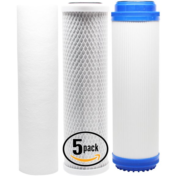 5-Pack Replacement Filter Kit for Watts CT-1 RO System - Includes Carbon Block Filter, PP Sediment Filter & GAC Filter - Denali Pure Brand