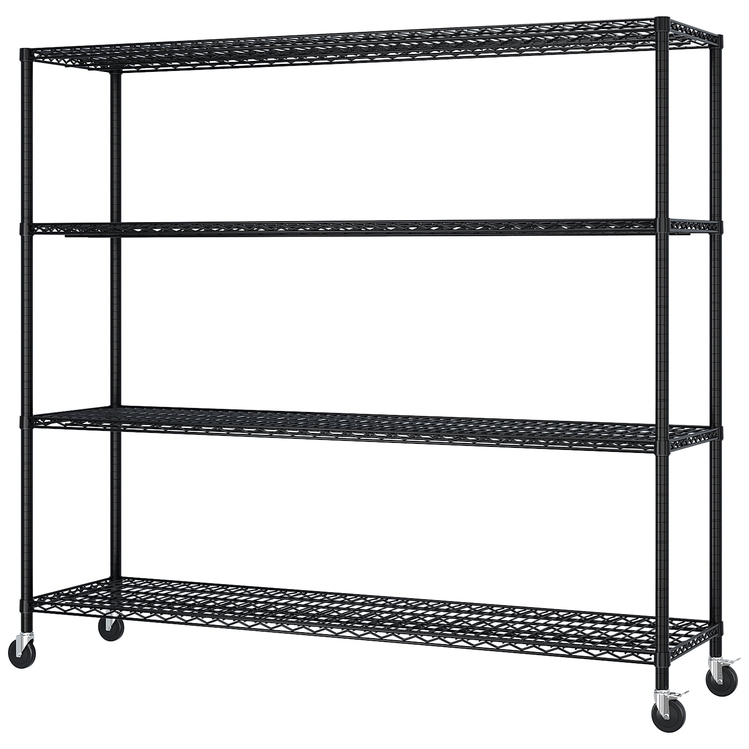 4-Tier Adjustable Iron Shelving Unit, 59.84 x 24.41 x 75.59 in, Black